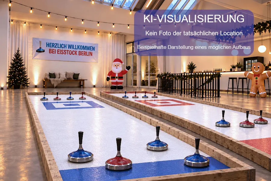 Zwei Eisstockbahnen direkt am Bikini Berlin vor dem L'Osteria Restaurant in der Nähe vom Kurfürstendamm