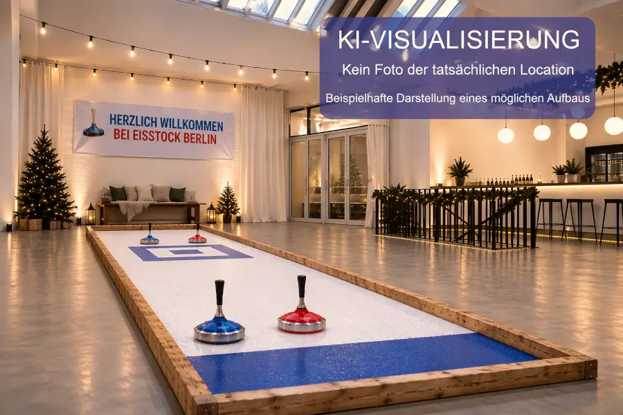 Zwei Eisstockbahnen direkt am Bikini Berlin vor dem L'Osteria Restaurant in der Nähe vom Kurfürstendamm